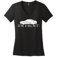 Detroit Motor City Skyline Car Women's V-Neck T-Shirt