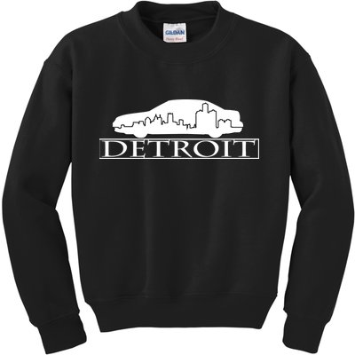 Detroit Motor City Skyline Car Kids Sweatshirt