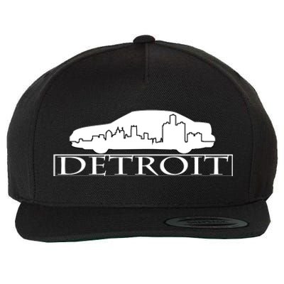 Detroit Motor City Skyline Car Wool Snapback Cap