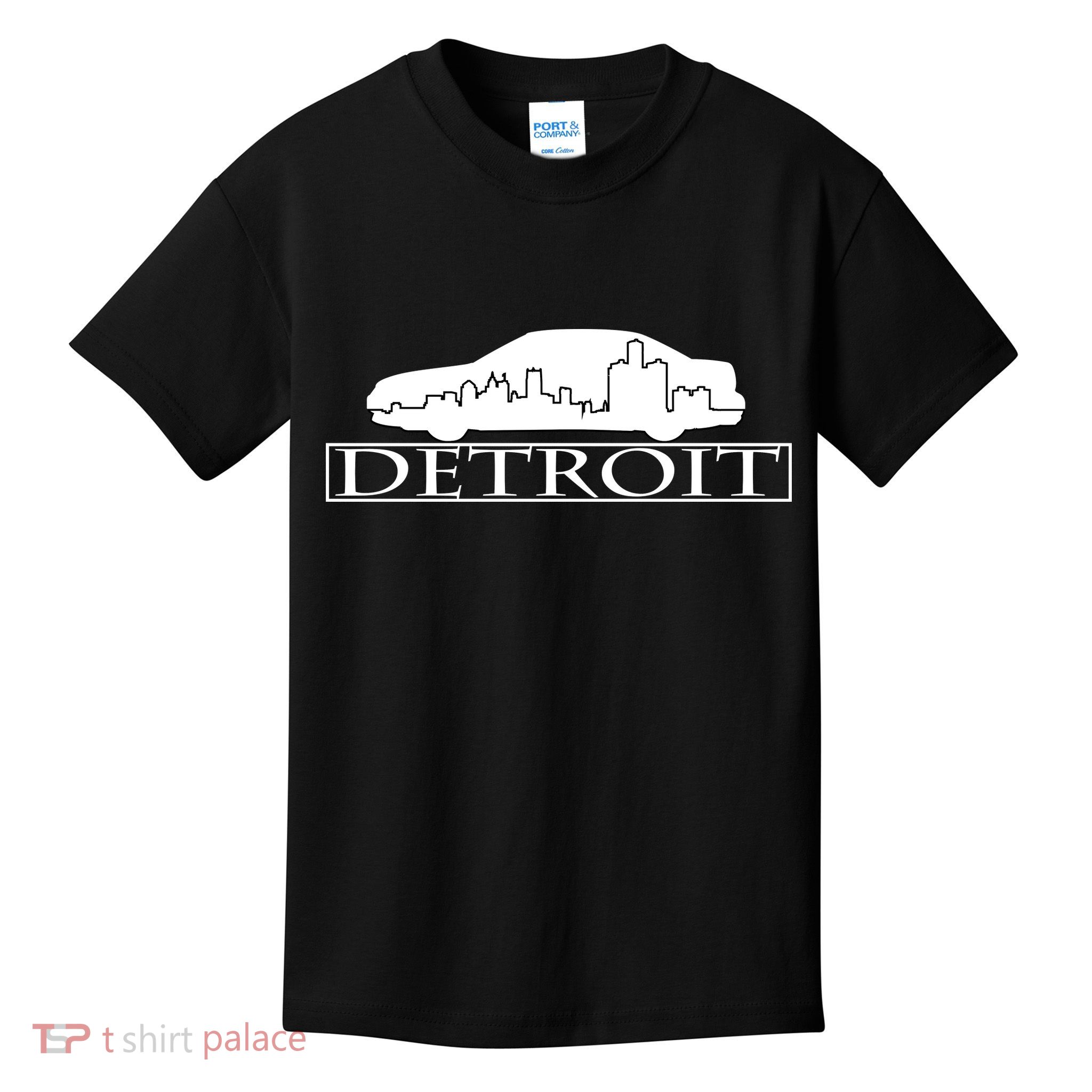 Detroit Motor City Skyline Car Kids T-Shirt
