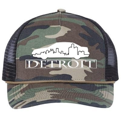 Detroit Motor City Skyline Car Retro Rope Trucker Hat Cap