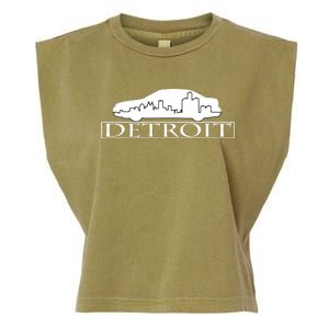 Detroit Motor City Skyline Car Garment-Dyed Women's Muscle Tee