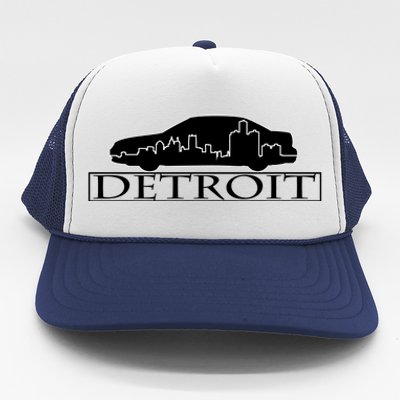 Detroit Motor City Skyline Car Trucker Hat