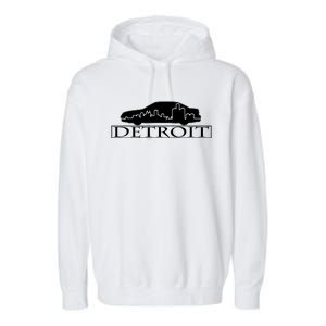 Detroit Motor City Skyline Car Garment-Dyed Fleece Hoodie