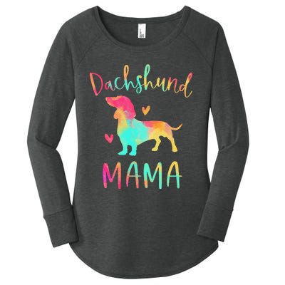 Dachshund Mama Colorful Doxie Gifts Dog Mom Women's Perfect Tri Tunic Long Sleeve Shirt