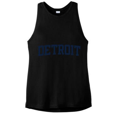 Detroit Michigan Collegiate Style Varsity Block Letter Ladies PosiCharge Tri-Blend Wicking Tank