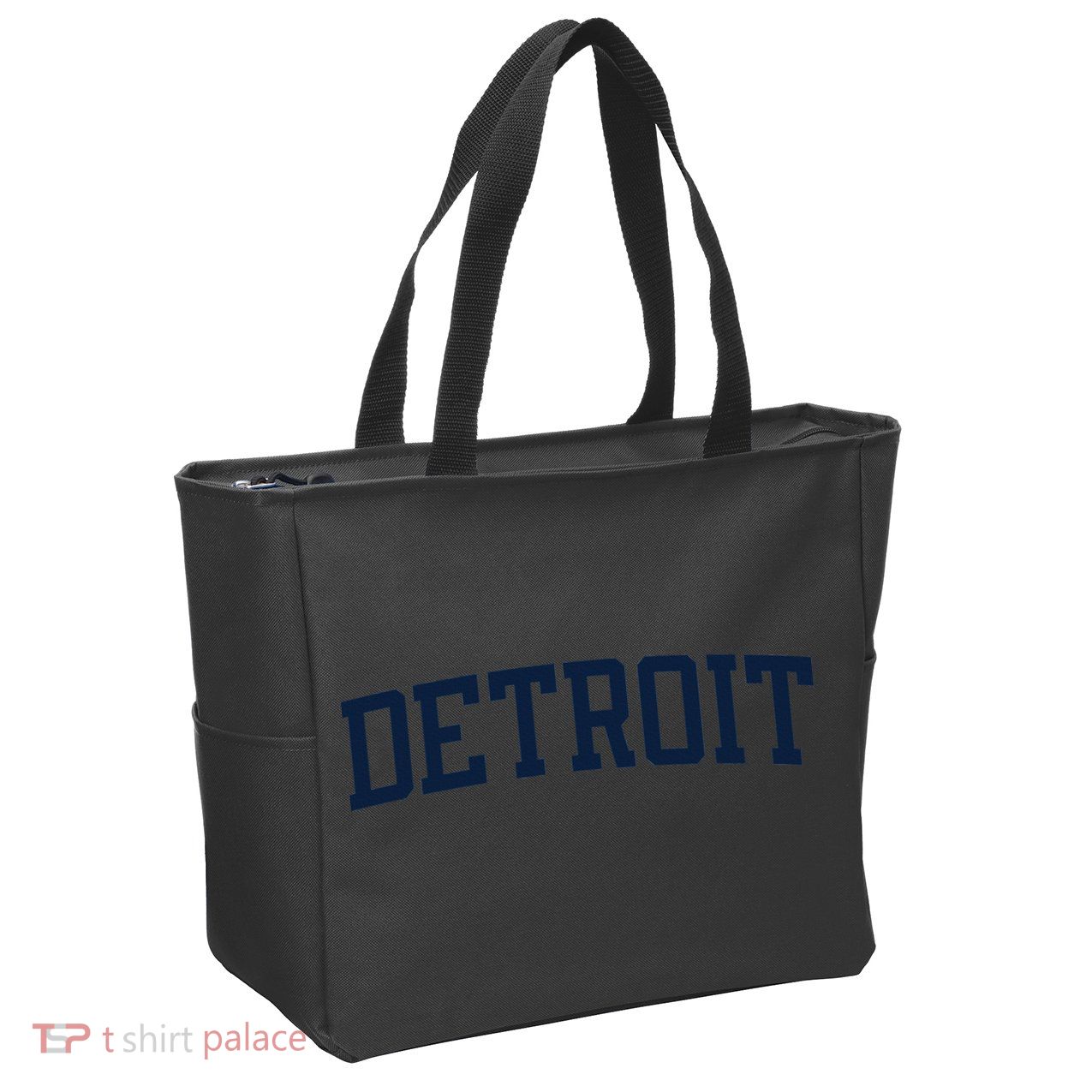 Detroit Michigan Collegiate Style Varsity Block Letter Zip Tote Bag