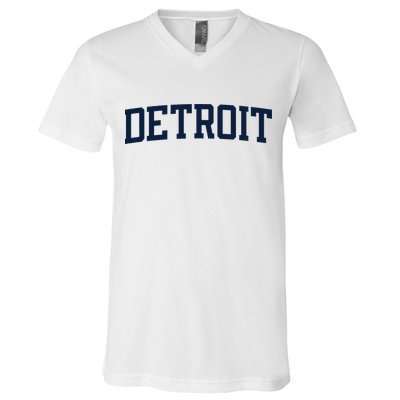 Detroit Michigan Collegiate Style Varsity Block Letter V-Neck T-Shirt