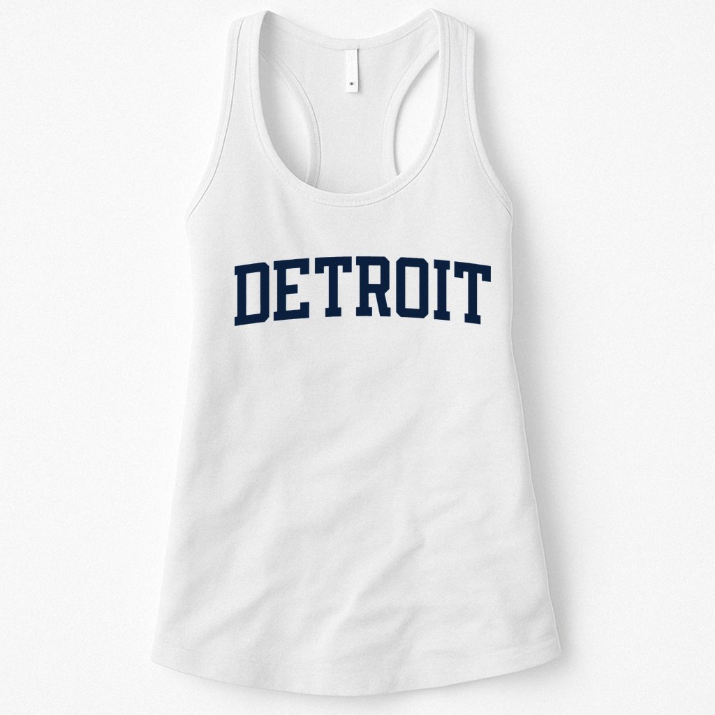 Detroit Michigan Collegiate Style Varsity Block Letter Womens Tank Top