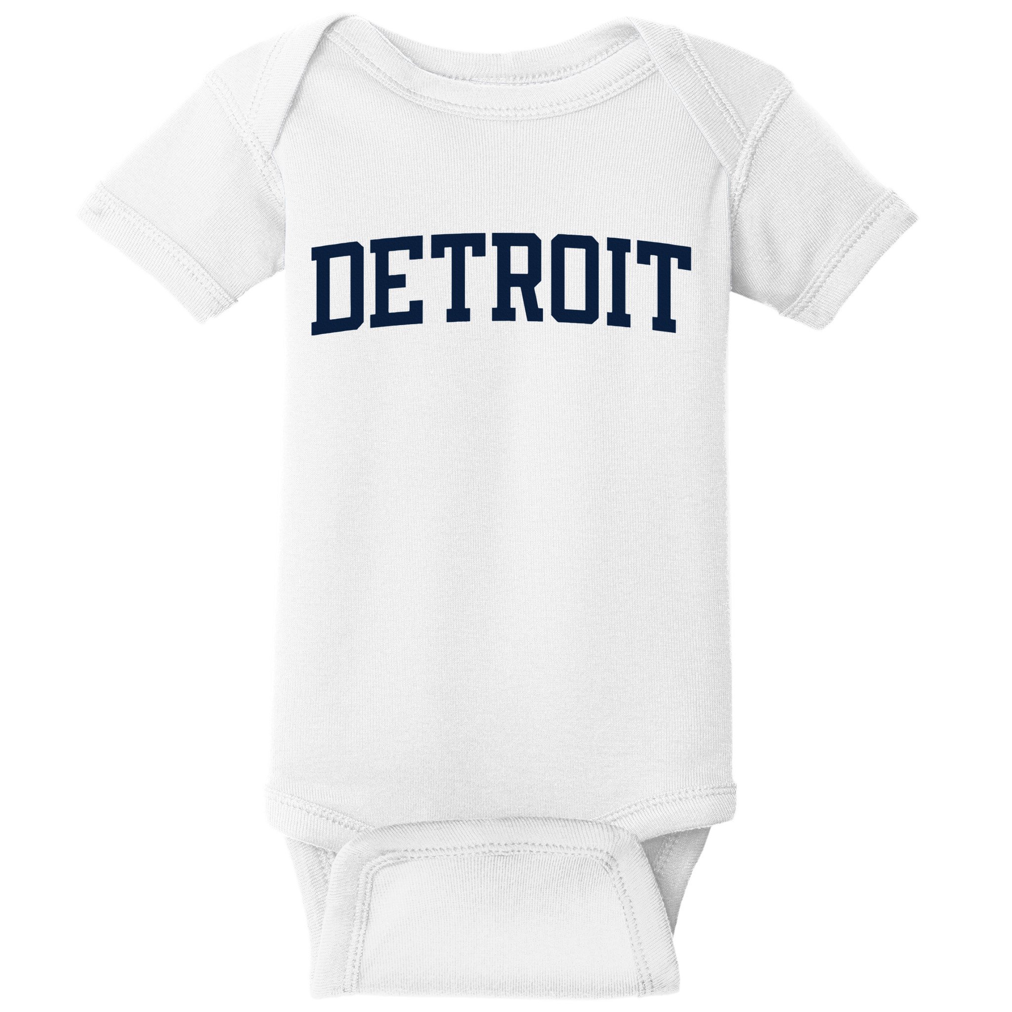 Detroit Michigan Collegiate Style Varsity Block Letter Baby Bodysuit