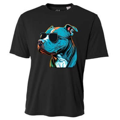 Dad Mom Cool Dog Sunglasses Pitbull Cooling Performance Crew T-Shirt