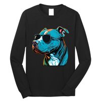 Dad Mom Cool Dog Sunglasses Pitbull Long Sleeve Shirt