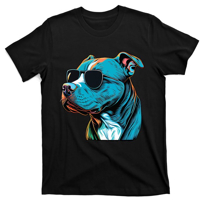 Dad Mom Cool Dog Sunglasses Pitbull T-Shirt