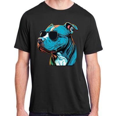 Dad Mom Cool Dog Sunglasses Pitbull Adult ChromaSoft Performance T-Shirt