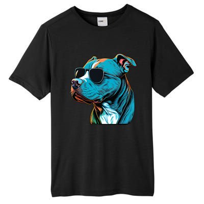 Dad Mom Cool Dog Sunglasses Pitbull Tall Fusion ChromaSoft Performance T-Shirt