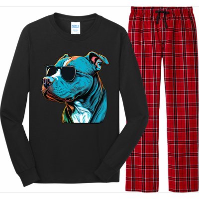 Dad Mom Cool Dog Sunglasses Pitbull Long Sleeve Pajama Set