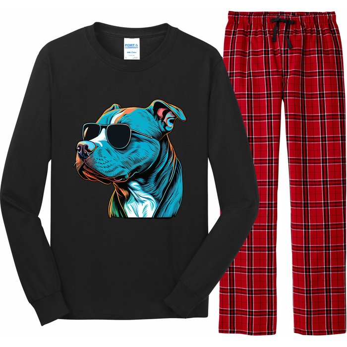 Dad Mom Cool Dog Sunglasses Pitbull Long Sleeve Pajama Set