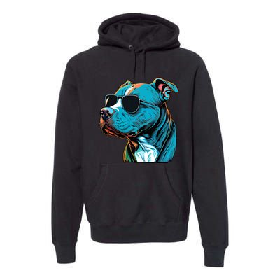 Dad Mom Cool Dog Sunglasses Pitbull Premium Hoodie