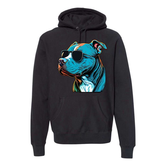 Dad Mom Cool Dog Sunglasses Pitbull Premium Hoodie