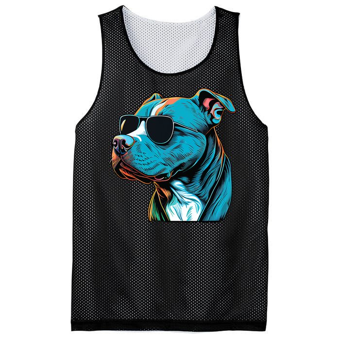 Dad Mom Cool Dog Sunglasses Pitbull Mesh Reversible Basketball Jersey Tank