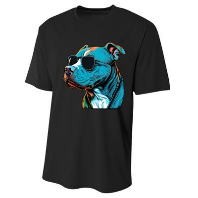 Dad Mom Cool Dog Sunglasses Pitbull Performance Sprint T-Shirt