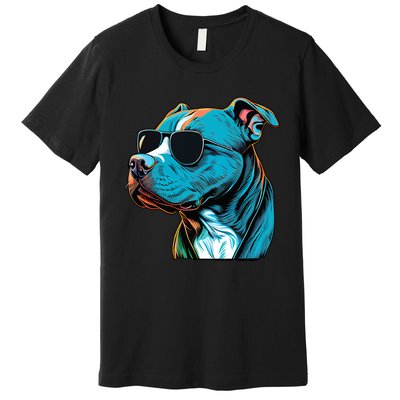 Dad Mom Cool Dog Sunglasses Pitbull Premium T-Shirt