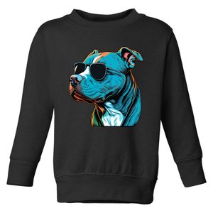 Dad Mom Cool Dog Sunglasses Pitbull Toddler Sweatshirt