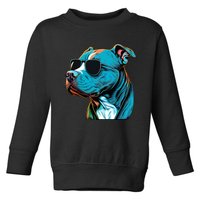 Dad Mom Cool Dog Sunglasses Pitbull Toddler Sweatshirt