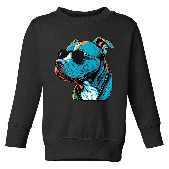 Dad Mom Cool Dog Sunglasses Pitbull Toddler Sweatshirt