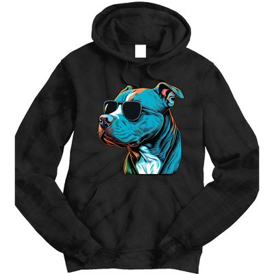 Dad Mom Cool Dog Sunglasses Pitbull Tie Dye Hoodie