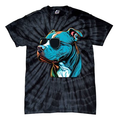 Dad Mom Cool Dog Sunglasses Pitbull Tie-Dye T-Shirt