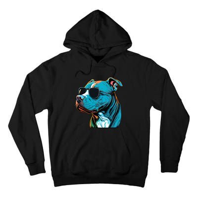 Dad Mom Cool Dog Sunglasses Pitbull Tall Hoodie