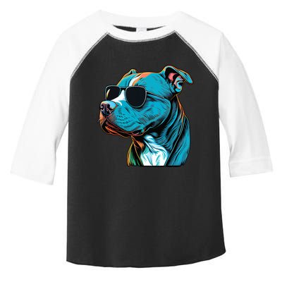 Dad Mom Cool Dog Sunglasses Pitbull Toddler Fine Jersey T-Shirt