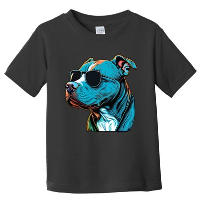 Dad Mom Cool Dog Sunglasses Pitbull Toddler T-Shirt