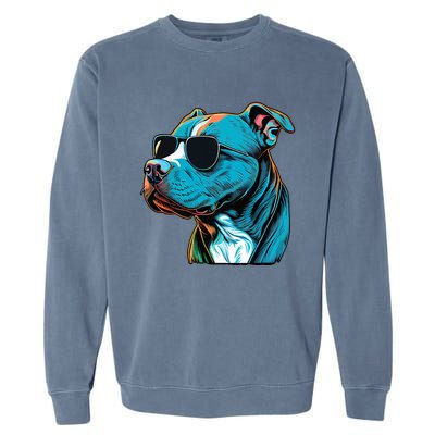 Dad Mom Cool Dog Sunglasses Pitbull Garment-Dyed Sweatshirt