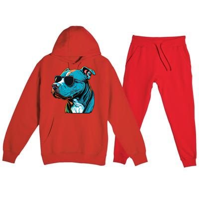 Dad Mom Cool Dog Sunglasses Pitbull Premium Hooded Sweatsuit Set