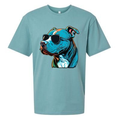 Dad Mom Cool Dog Sunglasses Pitbull Sueded Cloud Jersey T-Shirt