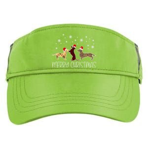 Dachshund Merry Christmas Cute Plaid Leopard Doxie Dog Xmas Adult Drive Performance Visor