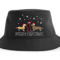 Dachshund Merry Christmas Cute Plaid Leopard Doxie Dog Xmas Sustainable Bucket Hat