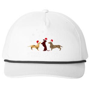 Dachshund Merry Christmas Cute Plaid Leopard Doxie Dog Xmas Snapback Five-Panel Rope Hat