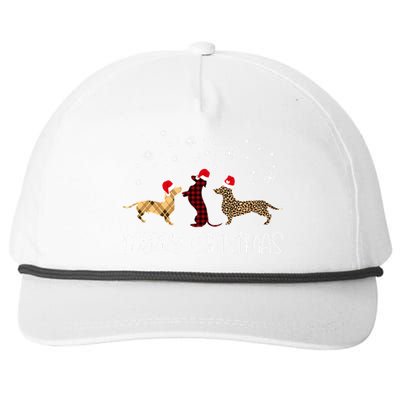 Dachshund Merry Christmas Cute Plaid Leopard Doxie Dog Xmas Snapback Five-Panel Rope Hat