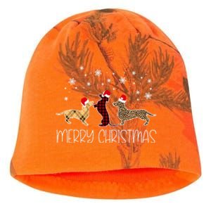 Dachshund Merry Christmas Cute Plaid Leopard Doxie Dog Xmas Kati - Camo Knit Beanie