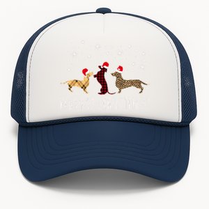 Dachshund Merry Christmas Cute Plaid Leopard Doxie Dog Xmas Trucker Hat