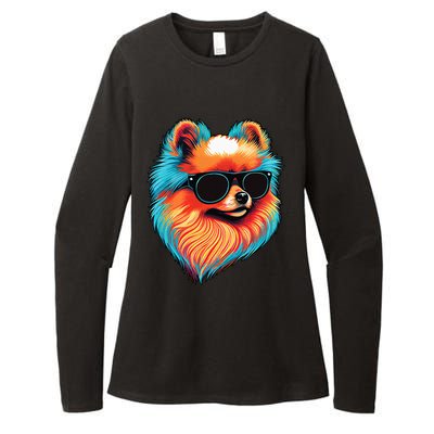 Dad Mom Cool Dog Sunglasses Pomeranian Womens CVC Long Sleeve Shirt