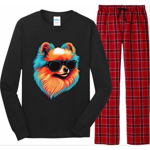 Dad Mom Cool Dog Sunglasses Pomeranian Long Sleeve Pajama Set