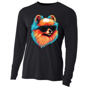 Dad Mom Cool Dog Sunglasses Pomeranian Cooling Performance Long Sleeve Crew