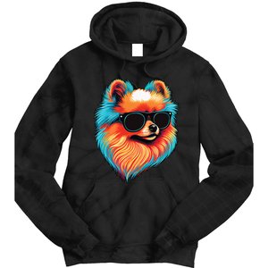 Dad Mom Cool Dog Sunglasses Pomeranian Tie Dye Hoodie