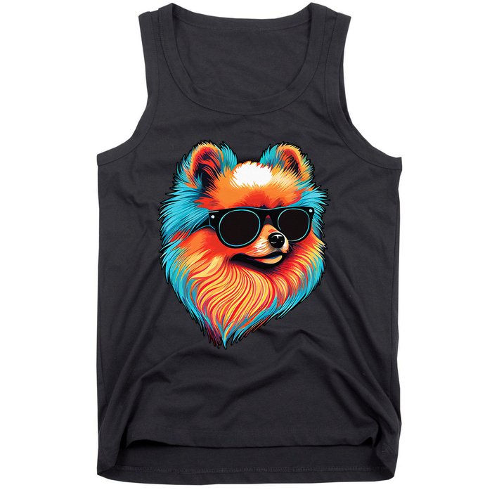 Dad Mom Cool Dog Sunglasses Pomeranian Tank Top