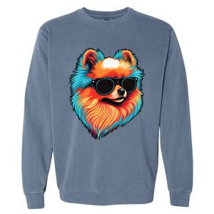 Dad Mom Cool Dog Sunglasses Pomeranian Garment-Dyed Sweatshirt