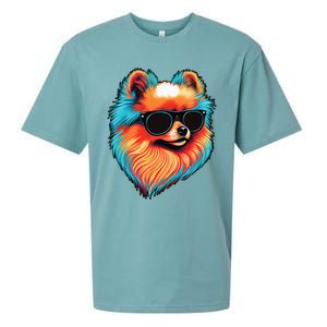 Dad Mom Cool Dog Sunglasses Pomeranian Sueded Cloud Jersey T-Shirt